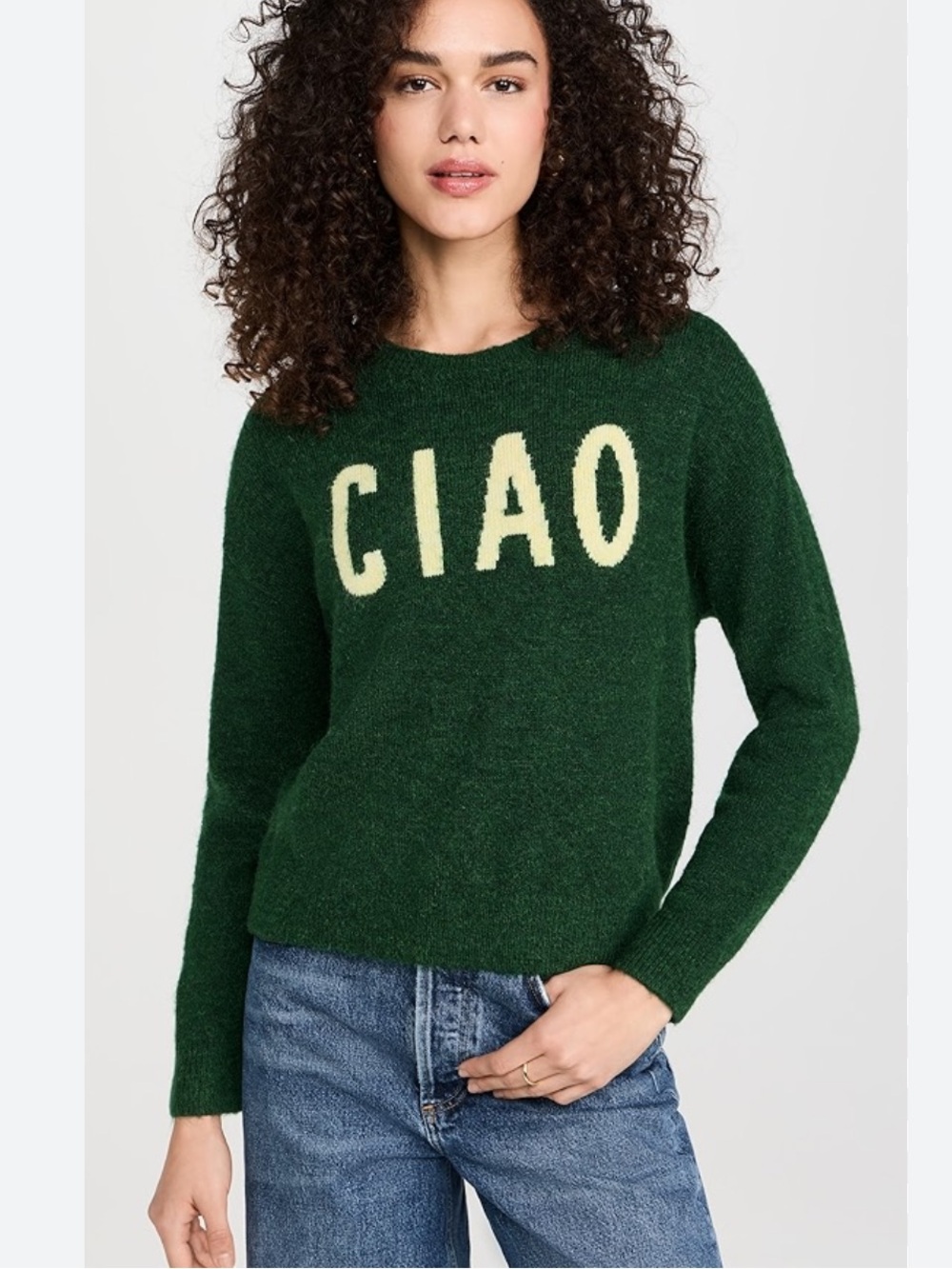 SUNDRY Green 'CIAO' Knit Sweater - Women's Cozy Pullover